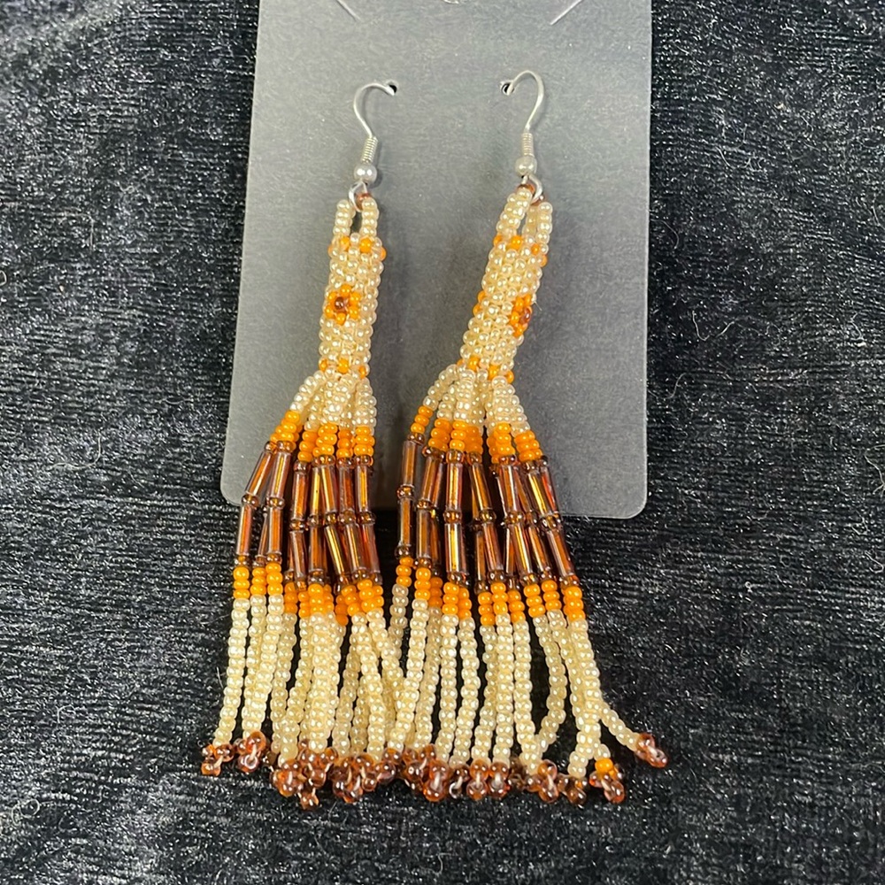 Vintage handmade glass bead earrings.